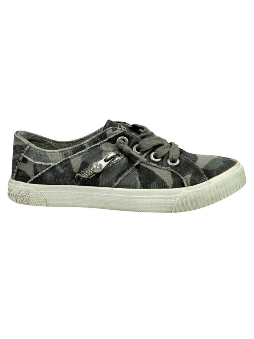 Blowfish Malibu Camo Canvas Slip On Sneakers Green Size 6 Skater Grunge 90s